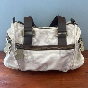 Tous Cream & Brown Mini Shoulder Purse